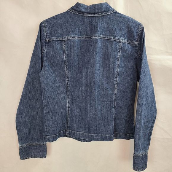 French Cuff Women's (M) Blue Denim Trucker Style Jean Jacket - Picture 4 of 9